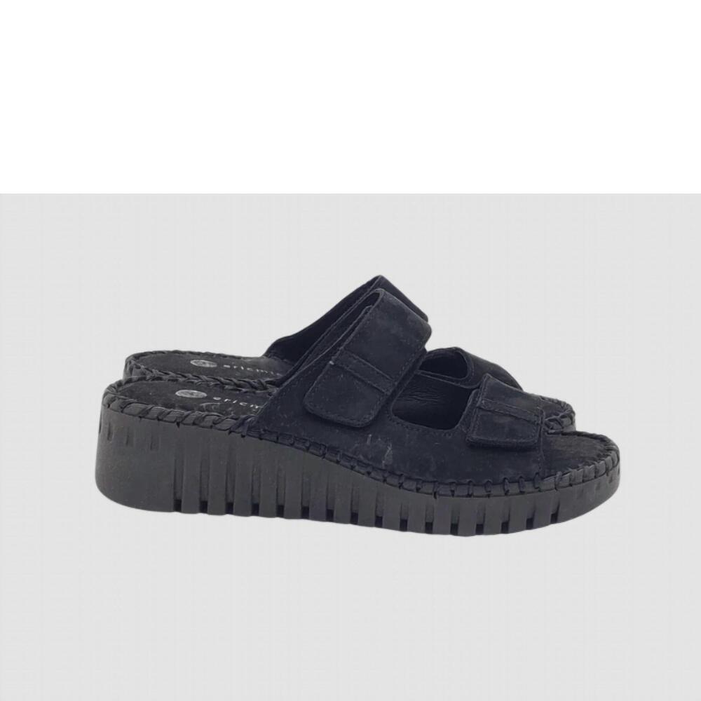 NEW ERIC MICHAEL women's barcelona slides in black